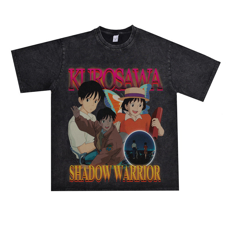 Film Star T Shirt Loose Heavy Street Small Neckline T-shirt Men and Women