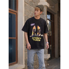 Film Star T Shirt Movie Garbage Street cotton loose short sleeve American retro trend T-shirt men