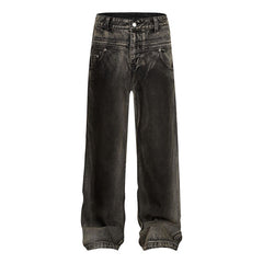 American Men Jeans Vintage Washed Old Spray Splicing Jeans