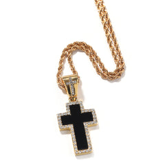 Jewelry Hip Hop Diamond Set Black Cross Pendant Necklace Crosses Egypt Pieces