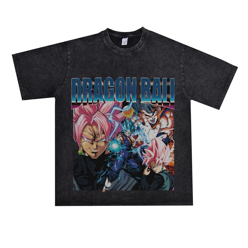 Film Star T Shirt Washed Old Print Short Sleeve Loose T-shirt