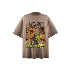 Men T Shirts Cartoon Cat Print Loose T-Shirt