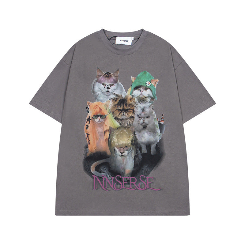 Ellie Seattle Shirt Vintage Cartoon Pussy Print Short Sleeve Top