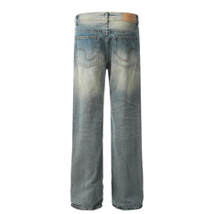 American Mens Jeans retro washed and made old micro-pull trousers