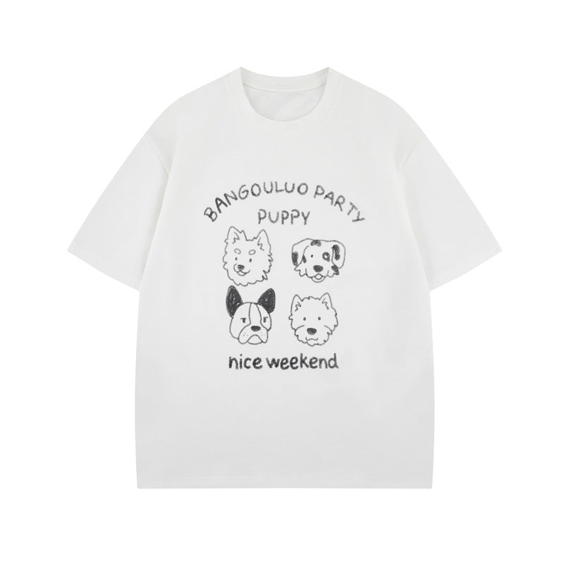 Ellie Seattle Shirt Cartoon Dog Print Short Sleeve T-Shirt