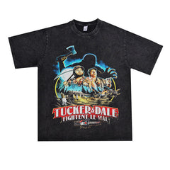 Film Star T Shirt Movie Tucker and Dale Vs Evil Pure Cotton Loose Short Sleeve American Retro T-shirt Men and Women