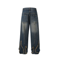 American Mens Jeans Vintage Washed Tie-Dyed Jeans