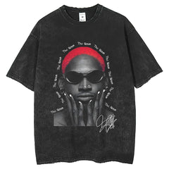 Men T Shirts Hip Hop Washing Water Old Prints