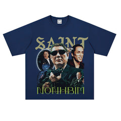 Film Star T Shirt Loose Heavy American Retro Street Personality T-shirt Men