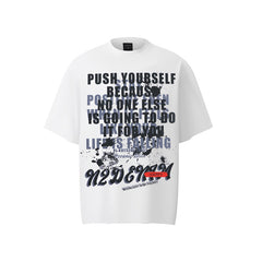 80s Casual Classics Shirts Vintage Washed Alphabet Short Sleeve Loose Short Sleeve T-Shirt