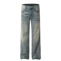 American Mens Jeans retro washed and made old micro-pull trousers