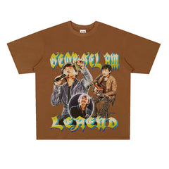 Film Star T Shirt Music Singer Lin Zixiang Loose Heavy Weight Retro Street Cotton T-shirt