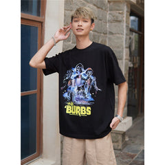 Film Star T Shirt Movie Hell-Coming Pure Cotton Loose Nostalgic Short Sleeve Retro Trendy T-shirt Men