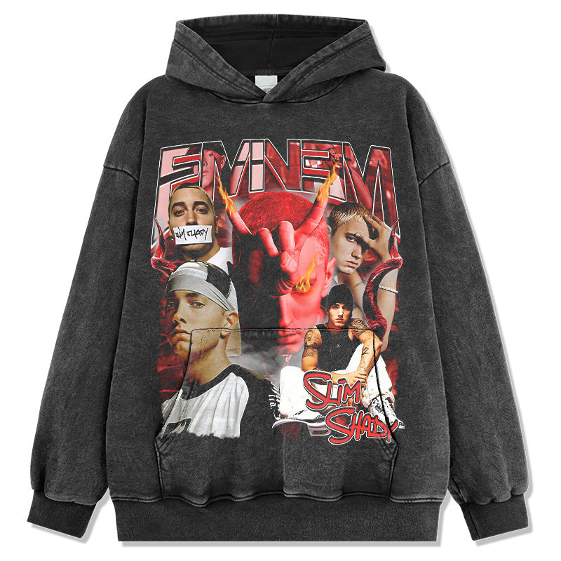 Detroit Eminem Hoodie Vintage Eminem Printed Cotton Hoodie
