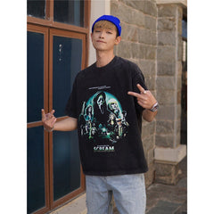 Film Star T Shirt Cotton Loose Nostalgic Short Sleeve American Retro Trendy Niche T-shirt for Men