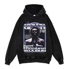 Men Hoodie Rapper Mars Print Washed Loose Street Vintage