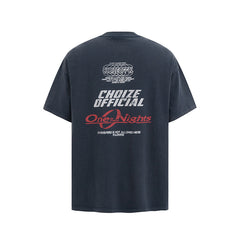 Camisas Vintage Hombre Vintage Washed Alphabet Print Short Sleeve T-Shirt