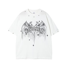 Camisas Vintage Hombre Wings Print Short Sleeve T-Shirt