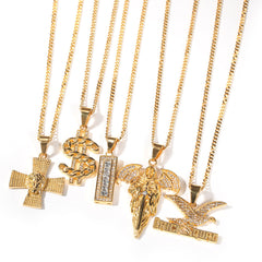 Jewelry Creative Cross Pendant Necklace Animal Cannabis rapper Dog Tags