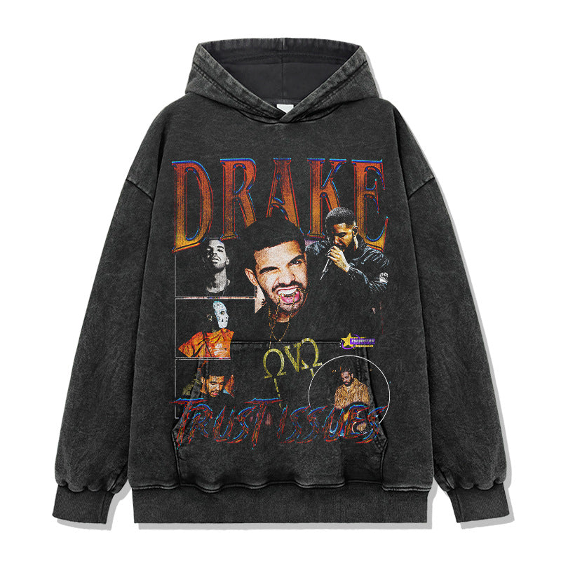 Drake Hoodie Printed Short Sleeve T-Shirt Loose