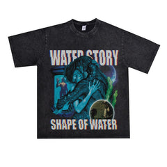 Film Star T Shirt Loose American Retro Street Cotton Personalized T-shirt for Men and Women