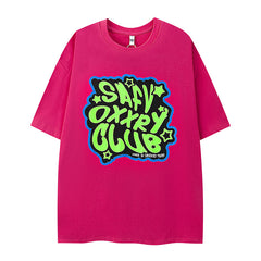 Camisas Vintage Hombre Alphabet Multicolor Short Sleeve T-Shirt Summer Loose Top