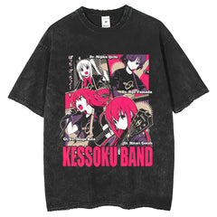 Men T Shirts Old Loose Short Sleeve Anime Printed Retro T-Shirt