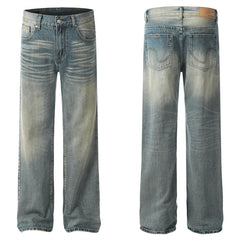 American Mens Jeans retro washed and made old micro-pull trousers