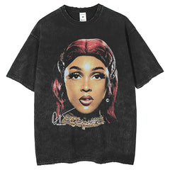 Men T Shirts Printed Washing Water Old T-Shirts Loose Crew Neck Short Sleeves Retro