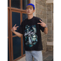 Film Star T Shirt Movie The Man Who Knew Too Much Pure Cotton Loose Short Sleeve American Retro Trendy T-shirt Men