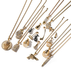 Jewelry Hip Hop Necklace Boxing Gloves Helmet Jersey Axe Hammer Pendant Necklace