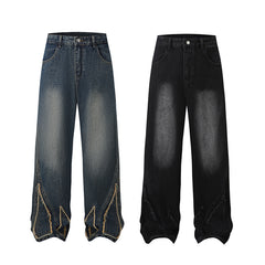 American Mens Jeans Vintage Washed Tie-Dyed Jeans