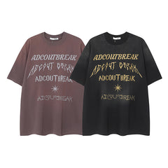 Camisas Vintage Hombre retro gradual change washed neutral wind round neck men's and women's short-sleeved T-shirt