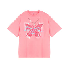 Camisas Vintage Hombre Butterfly Print Short Sleeve T-Shirt
