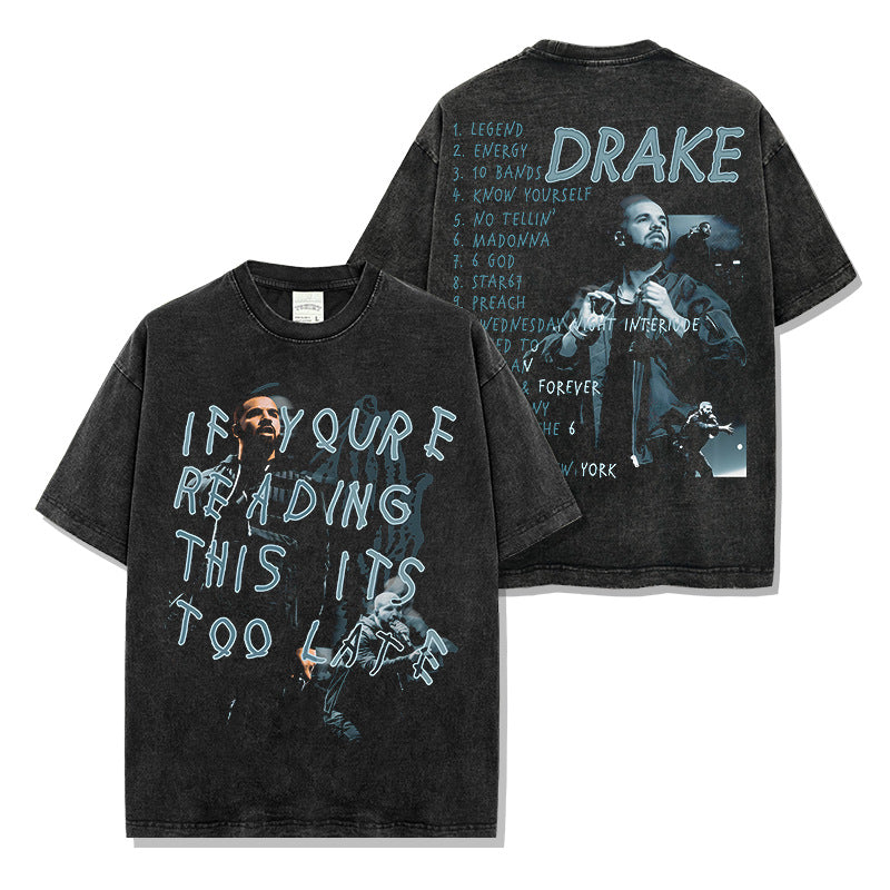 Drake T Shirts Printed Short Sleeve T-Shirt Hooded