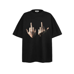 Men T Shirts Loose “Flipping The Bird” Couple Casual Short Sleeves