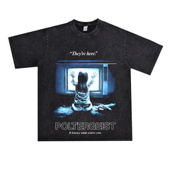 Film Star T Shirt Pure Cotton Loose Short Sleeve Retro Trendy round Neck Loose T-shirt for Men