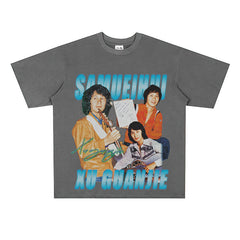 Film Star T Shirt a Pop Singer. Samuel Hui Commemorative Edition Printed Loose Heavy T-shirt