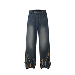 American Mens Jeans Vintage Washed Tie-Dyed Jeans