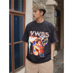 Film Star T Shirt Movie Space-Time Love Traveler Short Sleeve Loose Retro Printed T-shirt Men and Women