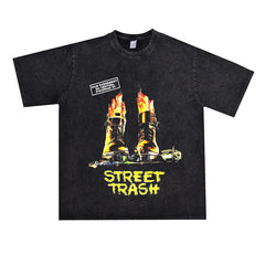 Film Star T Shirt Movie Garbage Street cotton loose short sleeve American retro trend T-shirt men
