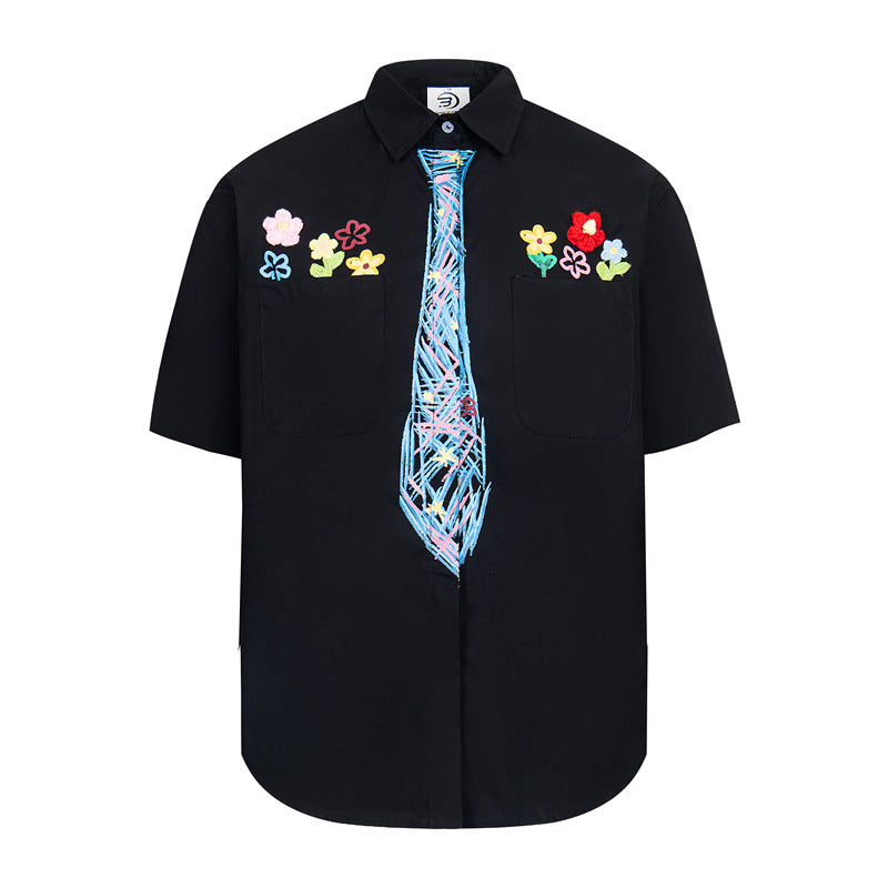 80s Casual Classics Shirts Hand Painted Tie Graffiti Short Sleeve Shirt