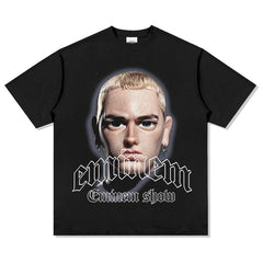 Detroit Eminem T Shirt Eminem Print Hip Hop Wash Old T-Shirt
