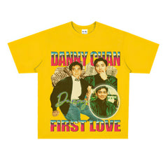 Film Star T Shirt Singer Danny Chan Printed Loose Cotton American T-shirt