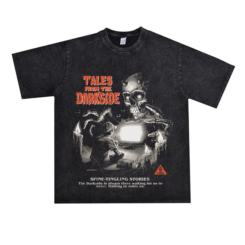 Film Star T Shirt Movie Demon Night Legend Trend Pure Cotton Short Sleeve Loose Retro T-shirt Men and Women