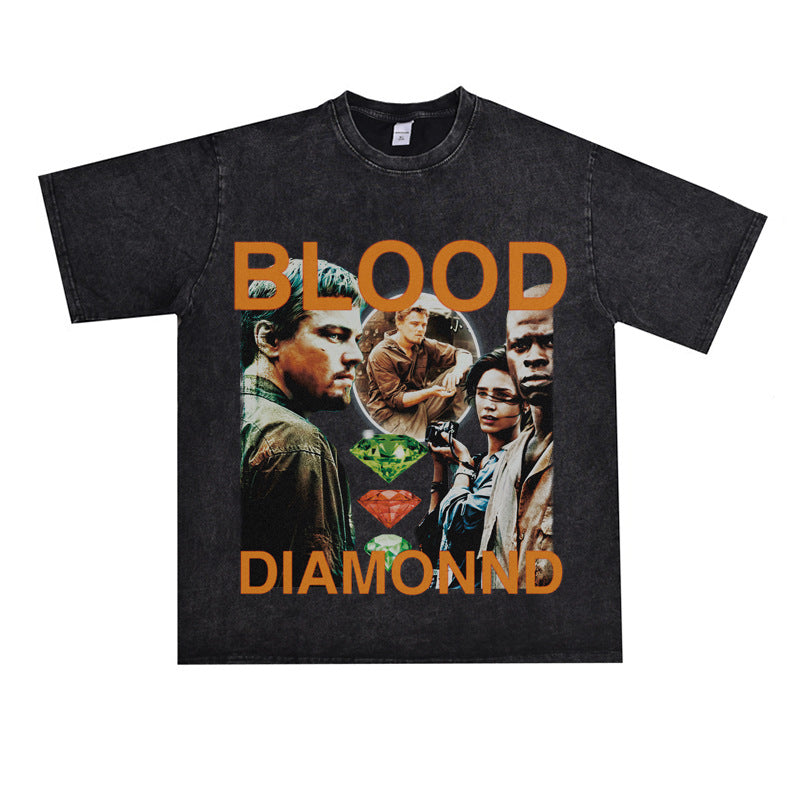 Film Star T Shirt Loose Heavy American Retro Street Cotton T-shirt Men and Women