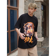 Film Star T Shirt Movie Zhou Xingchi Kung Fu Trendy Pure Cotton Short Sleeve Loose round Neck Heavy T-shirt Men and Women