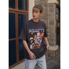 Film Star T Shirt Cotton Short Sleeve Loose round Neck Retro Minority Design T-shirt