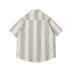 Ellie Seattle Shirt Loose Shirt Vintage Striped Lapel Short Sleeve