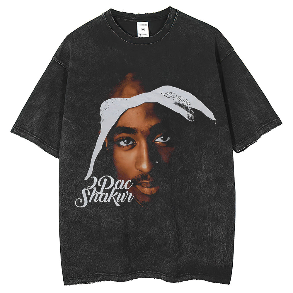 Men T Shirts Printing Old Washing Retro Casual